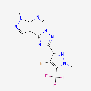 molecular formula C12H8BrF3N8 B10934143 2-[4-bromo-1-methyl-5-(trifluoromethyl)-1H-pyrazol-3-yl]-7-methyl-7H-pyrazolo[4,3-e][1,2,4]triazolo[1,5-c]pyrimidine 