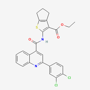 ethyl 2-({[2-(3,4-dichlorophenyl)quinolin-4-yl]carbonyl}amino)-5,6-dihydro-4H-cyclopenta[b]thiophene-3-carboxylate