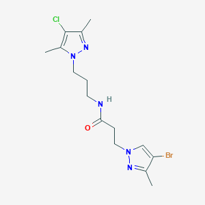 molecular formula C15H21BrClN5O B10934159 3-(4-bromo-3-methyl-1H-pyrazol-1-yl)-N-[3-(4-chloro-3,5-dimethyl-1H-pyrazol-1-yl)propyl]propanamide 