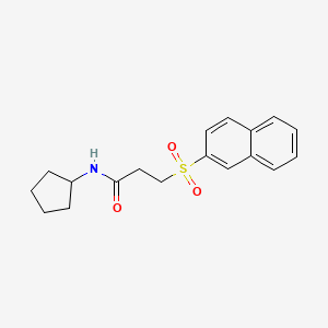 molecular formula C18H21NO3S B10934165 N-cyclopentyl-3-(naphthalen-2-ylsulfonyl)propanamide 