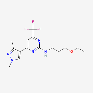 molecular formula C15H20F3N5O B10934179 4-(1,3-dimethyl-1H-pyrazol-4-yl)-N-(3-ethoxypropyl)-6-(trifluoromethyl)pyrimidin-2-amine 