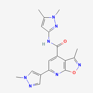 molecular formula C17H17N7O2 B10934223 N-(1,5-dimethyl-1H-pyrazol-3-yl)-3-methyl-6-(1-methyl-1H-pyrazol-4-yl)[1,2]oxazolo[5,4-b]pyridine-4-carboxamide 