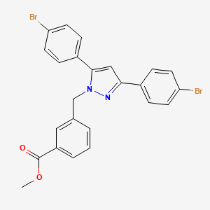 molecular formula C24H18Br2N2O2 B10934251 methyl 3-{[3,5-bis(4-bromophenyl)-1H-pyrazol-1-yl]methyl}benzoate 