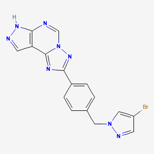 molecular formula C16H11BrN8 B10934260 2-{4-[(4-bromo-1H-pyrazol-1-yl)methyl]phenyl}-7H-pyrazolo[4,3-e][1,2,4]triazolo[1,5-c]pyrimidine 