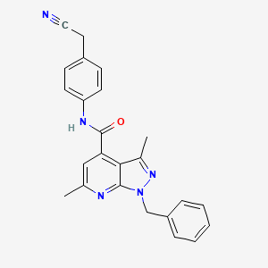 molecular formula C24H21N5O B10934266 1-benzyl-N-[4-(cyanomethyl)phenyl]-3,6-dimethyl-1H-pyrazolo[3,4-b]pyridine-4-carboxamide 