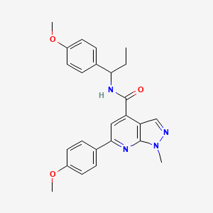 molecular formula C25H26N4O3 B10934275 6-(4-methoxyphenyl)-N-[1-(4-methoxyphenyl)propyl]-1-methyl-1H-pyrazolo[3,4-b]pyridine-4-carboxamide 