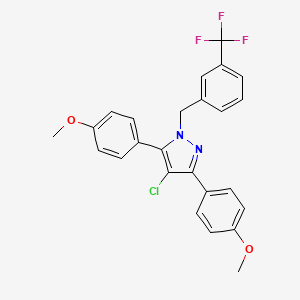 molecular formula C25H20ClF3N2O2 B10934290 4-chloro-3,5-bis(4-methoxyphenyl)-1-[3-(trifluoromethyl)benzyl]-1H-pyrazole 