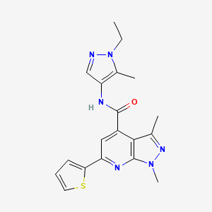 N-(1-ethyl-5-methyl-1H-pyrazol-4-yl)-1,3-dimethyl-6-(thiophen-2-yl)-1H-pyrazolo[3,4-b]pyridine-4-carboxamide