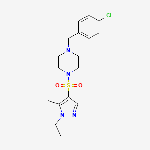 molecular formula C17H23ClN4O2S B10934342 1-(4-chlorobenzyl)-4-[(1-ethyl-5-methyl-1H-pyrazol-4-yl)sulfonyl]piperazine 