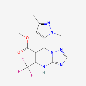 ethyl 7-(1,3-dimethyl-1H-pyrazol-5-yl)-5-(trifluoromethyl)-4,7-dihydro[1,2,4]triazolo[1,5-a]pyrimidine-6-carboxylate