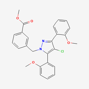 molecular formula C26H23ClN2O4 B10934345 methyl 3-{[4-chloro-3,5-bis(2-methoxyphenyl)-1H-pyrazol-1-yl]methyl}benzoate 