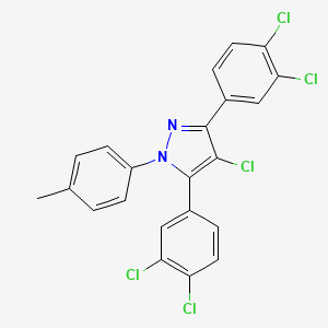 molecular formula C22H13Cl5N2 B10934352 4-chloro-3,5-bis(3,4-dichlorophenyl)-1-(4-methylphenyl)-1H-pyrazole 