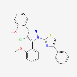 molecular formula C26H20ClN3O2S B10934363 2-[4-chloro-3,5-bis(2-methoxyphenyl)-1H-pyrazol-1-yl]-4-phenyl-1,3-thiazole 