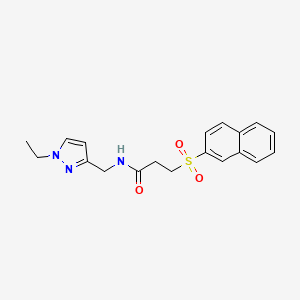 N-[(1-ethyl-1H-pyrazol-3-yl)methyl]-3-(naphthalen-2-ylsulfonyl)propanamide