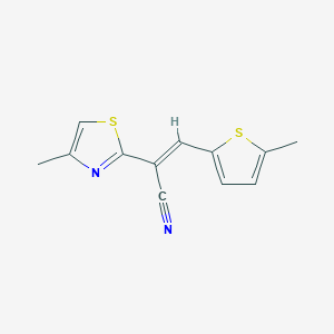 molecular formula C12H10N2S2 B10934523 (2E)-2-(4-methyl-1,3-thiazol-2-yl)-3-(5-methylthiophen-2-yl)prop-2-enenitrile 