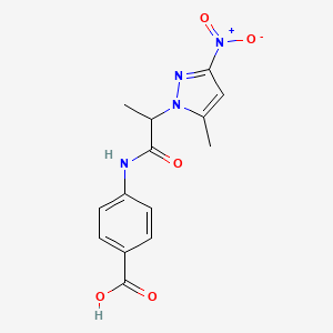 4-{[2-(5-methyl-3-nitro-1H-pyrazol-1-yl)propanoyl]amino}benzoic acid