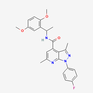 molecular formula C25H25FN4O3 B10934577 N-[1-(2,5-dimethoxyphenyl)ethyl]-1-(4-fluorophenyl)-3,6-dimethyl-1H-pyrazolo[3,4-b]pyridine-4-carboxamide 