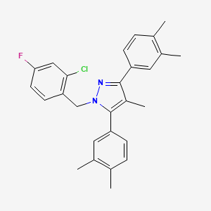 molecular formula C27H26ClFN2 B10934604 1-(2-chloro-4-fluorobenzyl)-3,5-bis(3,4-dimethylphenyl)-4-methyl-1H-pyrazole CAS No. 1006352-74-4