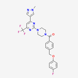 {4-[(4-fluorophenoxy)methyl]phenyl}{4-[4-(1-methyl-1H-pyrazol-4-yl)-6-(trifluoromethyl)pyrimidin-2-yl]piperazin-1-yl}methanone