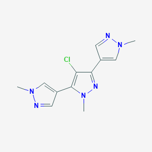 molecular formula C12H13ClN6 B10934636 4-chloro-1-methyl-3,5-bis(1-methylpyrazol-4-yl)pyrazole 