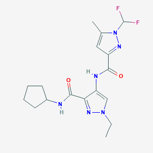 molecular formula C17H22F2N6O2 B10934688 N-cyclopentyl-4-({[1-(difluoromethyl)-5-methyl-1H-pyrazol-3-yl]carbonyl}amino)-1-ethyl-1H-pyrazole-3-carboxamide 