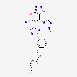 4-[3-[(4-chlorophenoxy)methyl]phenyl]-14-methyl-16-(1-methylpyrazol-4-yl)-10-oxa-3,5,6,8,12,13-hexazatetracyclo[7.7.0.02,6.011,15]hexadeca-1(9),2,4,7,11,14-hexaene