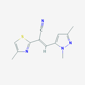 molecular formula C12H12N4S B10934772 (2E)-3-(1,3-dimethyl-1H-pyrazol-5-yl)-2-(4-methyl-1,3-thiazol-2-yl)prop-2-enenitrile 