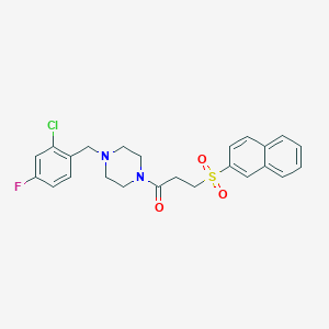 molecular formula C24H24ClFN2O3S B10934793 1-[4-(2-Chloro-4-fluorobenzyl)piperazin-1-yl]-3-(naphthalen-2-ylsulfonyl)propan-1-one 