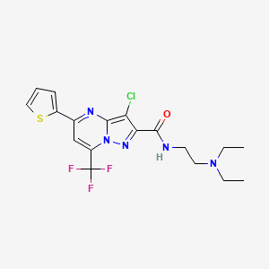 molecular formula C18H19ClF3N5OS B10934807 3-chloro-N-[2-(diethylamino)ethyl]-5-(thiophen-2-yl)-7-(trifluoromethyl)pyrazolo[1,5-a]pyrimidine-2-carboxamide 