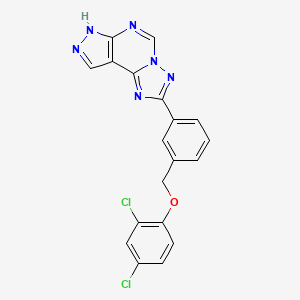 molecular formula C19H12Cl2N6O B10934832 2-{3-[(2,4-dichlorophenoxy)methyl]phenyl}-7H-pyrazolo[4,3-e][1,2,4]triazolo[1,5-c]pyrimidine 