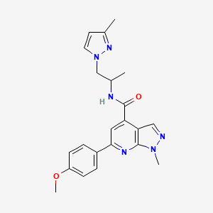 molecular formula C22H24N6O2 B10934851 6-(4-methoxyphenyl)-1-methyl-N-[1-(3-methyl-1H-pyrazol-1-yl)propan-2-yl]-1H-pyrazolo[3,4-b]pyridine-4-carboxamide 