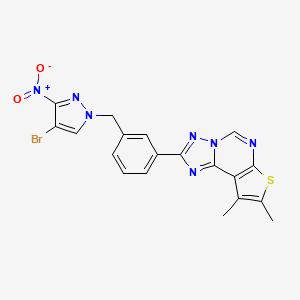 2-{3-[(4-bromo-3-nitro-1H-pyrazol-1-yl)methyl]phenyl}-8,9-dimethylthieno[3,2-e][1,2,4]triazolo[1,5-c]pyrimidine