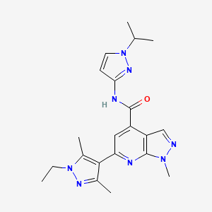 molecular formula C21H26N8O B10934918 6-(1-ethyl-3,5-dimethyl-1H-pyrazol-4-yl)-1-methyl-N-[1-(propan-2-yl)-1H-pyrazol-3-yl]-1H-pyrazolo[3,4-b]pyridine-4-carboxamide 