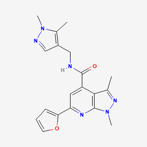 molecular formula C19H20N6O2 B10934942 N-[(1,5-dimethyl-1H-pyrazol-4-yl)methyl]-6-(furan-2-yl)-1,3-dimethyl-1H-pyrazolo[3,4-b]pyridine-4-carboxamide 