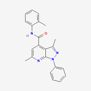 molecular formula C22H20N4O B10934948 3,6-dimethyl-N-(2-methylphenyl)-1-phenyl-1H-pyrazolo[3,4-b]pyridine-4-carboxamide 