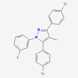 molecular formula C22H15Br2FN2 B10934956 3,5-bis(4-bromophenyl)-1-(3-fluorophenyl)-4-methyl-1H-pyrazole 