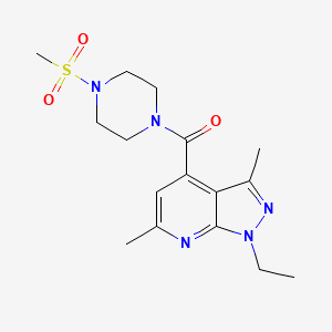 molecular formula C16H23N5O3S B10934973 (1-ethyl-3,6-dimethyl-1H-pyrazolo[3,4-b]pyridin-4-yl)[4-(methylsulfonyl)piperazin-1-yl]methanone 