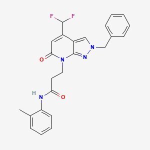 molecular formula C24H22F2N4O2 B10934989 3-[2-benzyl-4-(difluoromethyl)-6-oxo-2,6-dihydro-7H-pyrazolo[3,4-b]pyridin-7-yl]-N-(2-methylphenyl)propanamide 