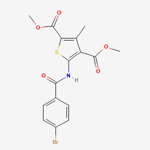 molecular formula C16H14BrNO5S B10935003 Dimethyl 5-{[(4-bromophenyl)carbonyl]amino}-3-methylthiophene-2,4-dicarboxylate 