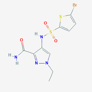 molecular formula C10H11BrN4O3S2 B10935060 4-{[(5-bromothiophen-2-yl)sulfonyl]amino}-1-ethyl-1H-pyrazole-3-carboxamide 