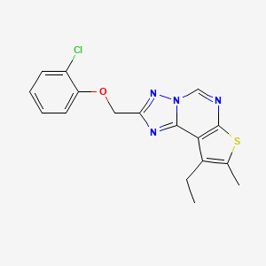 molecular formula C17H15ClN4OS B10935088 2-[(2-Chlorophenoxy)methyl]-9-ethyl-8-methylthieno[3,2-e][1,2,4]triazolo[1,5-c]pyrimidine 