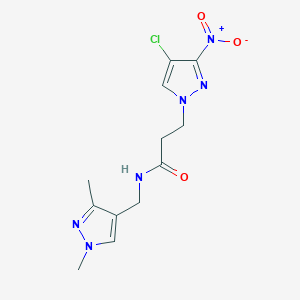 3-(4-chloro-3-nitro-1H-pyrazol-1-yl)-N-[(1,3-dimethyl-1H-pyrazol-4-yl)methyl]propanamide