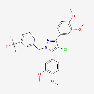 molecular formula C27H24ClF3N2O4 B10935171 4-chloro-3,5-bis(3,4-dimethoxyphenyl)-1-[3-(trifluoromethyl)benzyl]-1H-pyrazole CAS No. 1006340-81-3