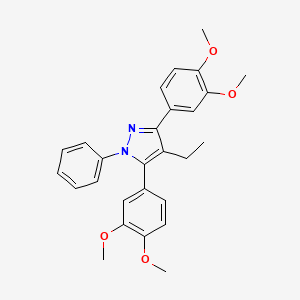 molecular formula C27H28N2O4 B10935181 3,5-bis(3,4-dimethoxyphenyl)-4-ethyl-1-phenyl-1H-pyrazole 