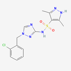 molecular formula C14H15ClN6O2S B10935191 N-[1-(2-chlorobenzyl)-1H-1,2,4-triazol-3-yl]-3,5-dimethyl-1H-pyrazole-4-sulfonamide 