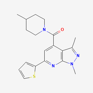 molecular formula C19H22N4OS B10935216 [1,3-dimethyl-6-(thiophen-2-yl)-1H-pyrazolo[3,4-b]pyridin-4-yl](4-methylpiperidin-1-yl)methanone 