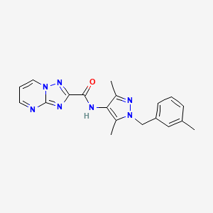 molecular formula C19H19N7O B10935236 N-[3,5-dimethyl-1-(3-methylbenzyl)-1H-pyrazol-4-yl][1,2,4]triazolo[1,5-a]pyrimidine-2-carboxamide 