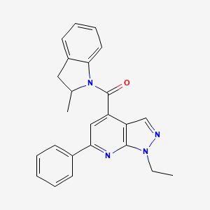 (1-ethyl-6-phenyl-1H-pyrazolo[3,4-b]pyridin-4-yl)(2-methyl-2,3-dihydro-1H-indol-1-yl)methanone