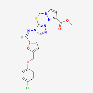 methyl 1-{[(4-{[(Z)-{5-[(4-chlorophenoxy)methyl]furan-2-yl}methylidene]amino}-4H-1,2,4-triazol-3-yl)sulfanyl]methyl}-1H-pyrazole-3-carboxylate