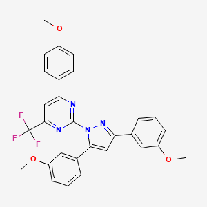 molecular formula C29H23F3N4O3 B10935306 2-[3,5-bis(3-methoxyphenyl)-1H-pyrazol-1-yl]-4-(4-methoxyphenyl)-6-(trifluoromethyl)pyrimidine 